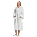 Waffle Weave 48" Poly Blend Kimono Robe (White Embroidered)